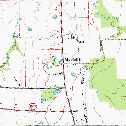 Topographic Map of Mount Bethel, TX