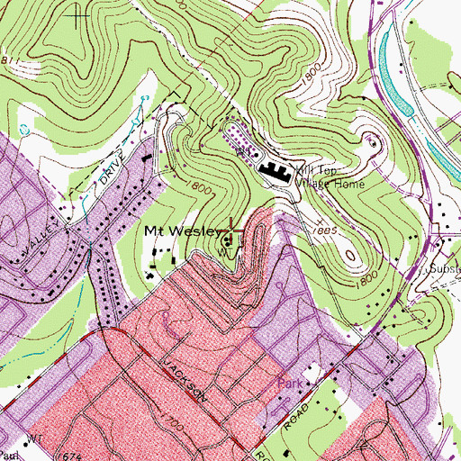 Topographic Map of Mount Wesley, TX