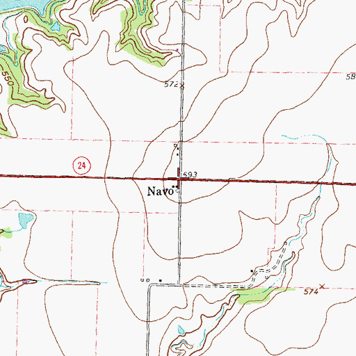 Topographic Map of Navo, TX