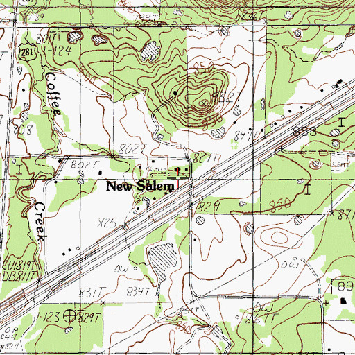 Topographic Map of New Salem, TX