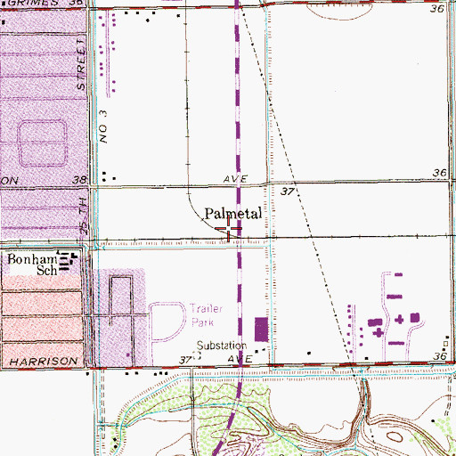 Topographic Map of Palmetal, TX