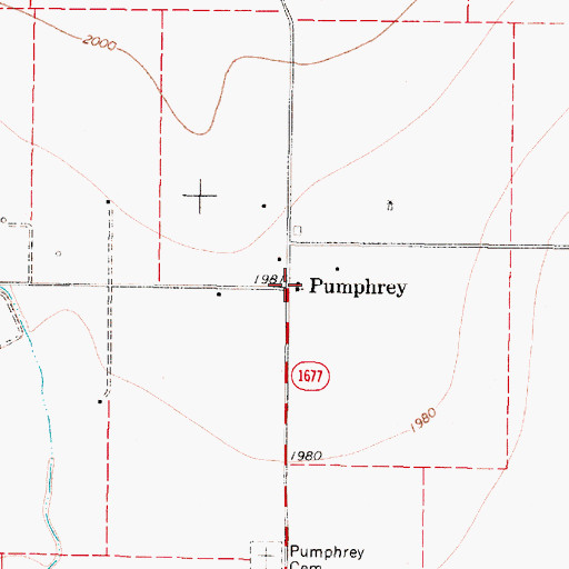 Topographic Map of Pumphrey, TX