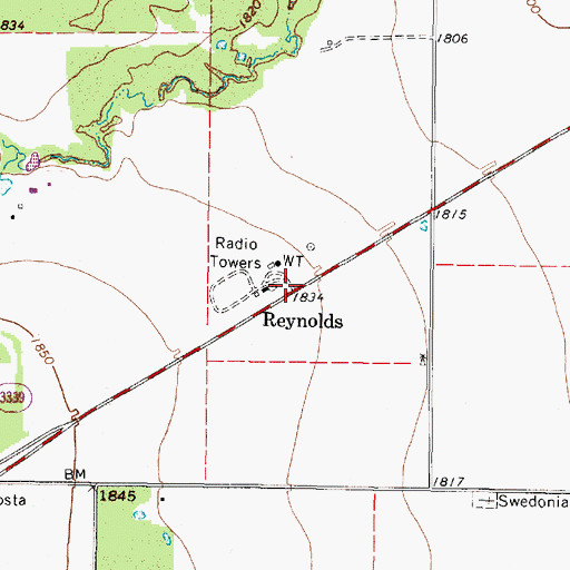 Topographic Map of Reynolds, TX