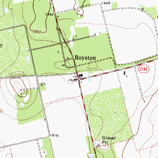 Topographic Map of Royston, TX