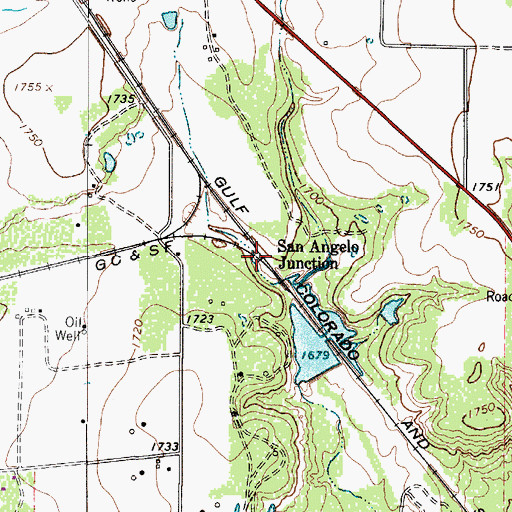 Topographic Map of San Angelo Junction, TX