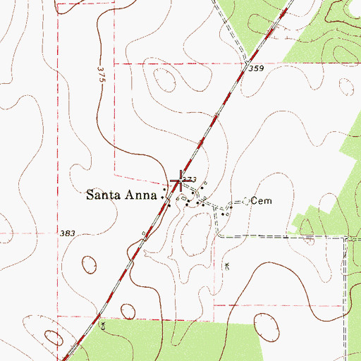 Topographic Map of Santa Anna, TX
