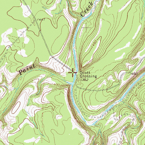 Topographic Map of Scott Crossing, TX