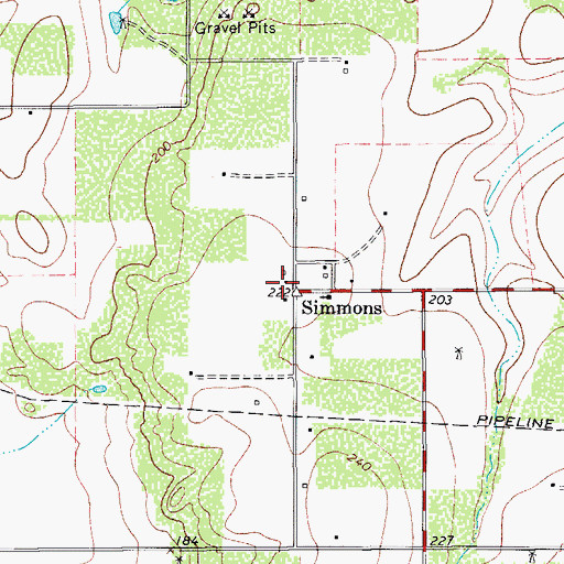 Topographic Map of Simmons, TX
