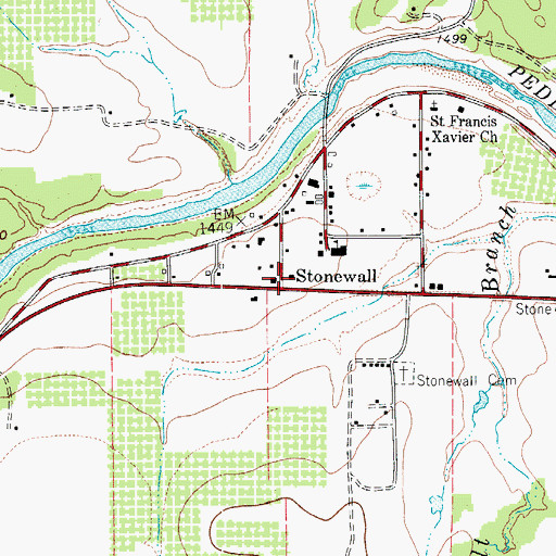 Topographic Map of Stonewall, TX