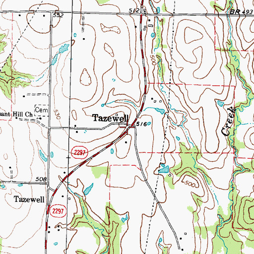 Topographic Map of Tazewell, TX