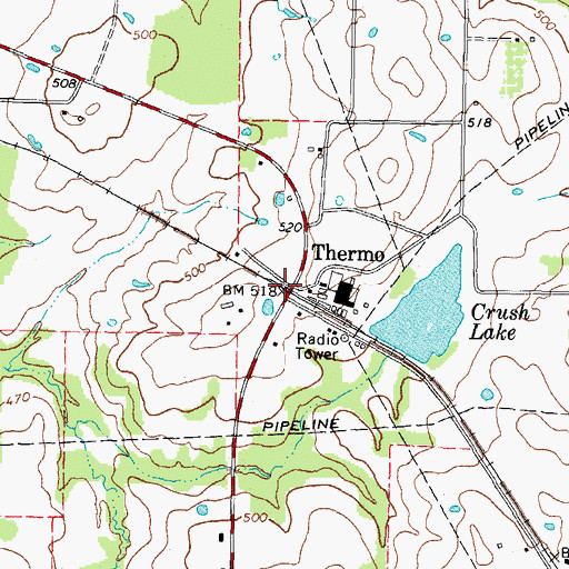 Topographic Map of Thermo, TX