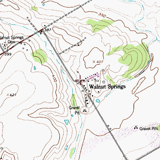 Topographic Map of Walnut Springs, TX