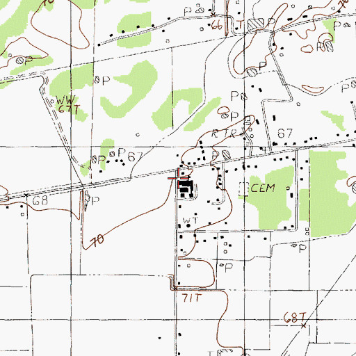 Topographic Map of Woodson, TX