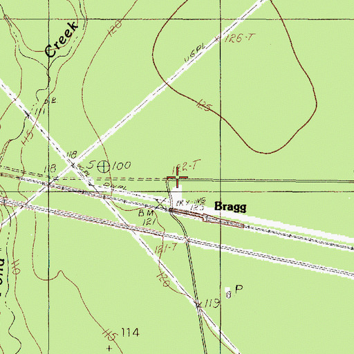 Topographic Map of Bragg, TX