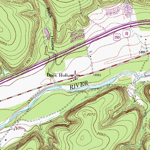 Topographic Map of Buck Hollow, TX