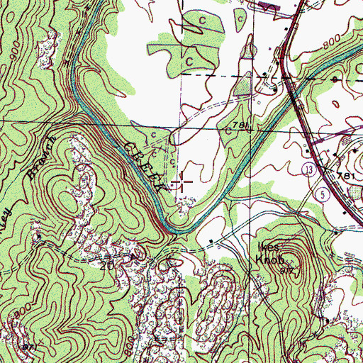 Topographic Map of Cofield Bend, AL