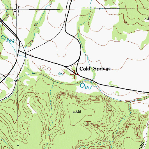 Topographic Map of Cold Springs, TX