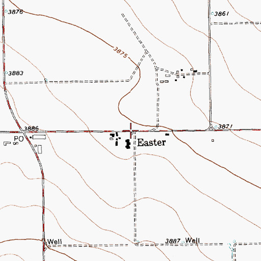 Topographic Map of Easter, TX