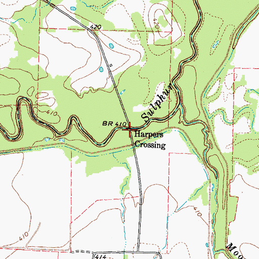 Topographic Map of Harpers Crossing (historical), TX