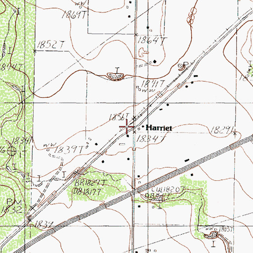 Topographic Map of Harriet, TX
