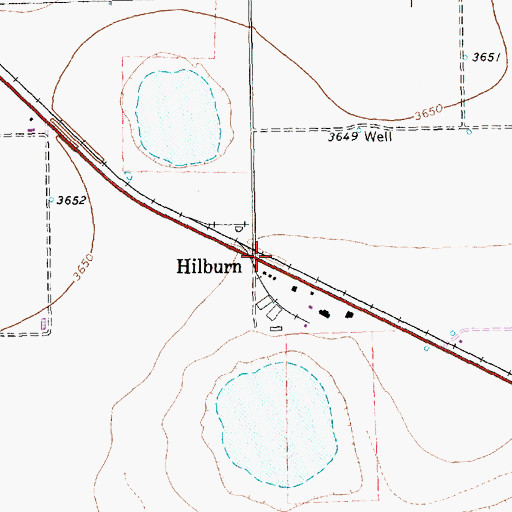 Topographic Map of Hilburn, TX