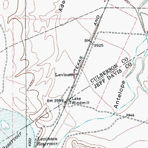 Topographic Map of Levinson, TX