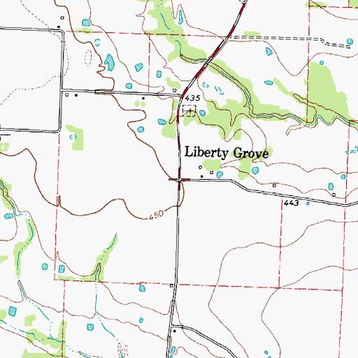 Topographic Map of Liberty Grove, TX