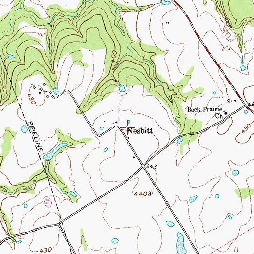 Topographic Map of Nesbitt, TX