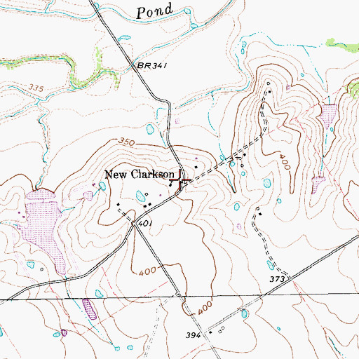 Topographic Map of New Clarkson, TX