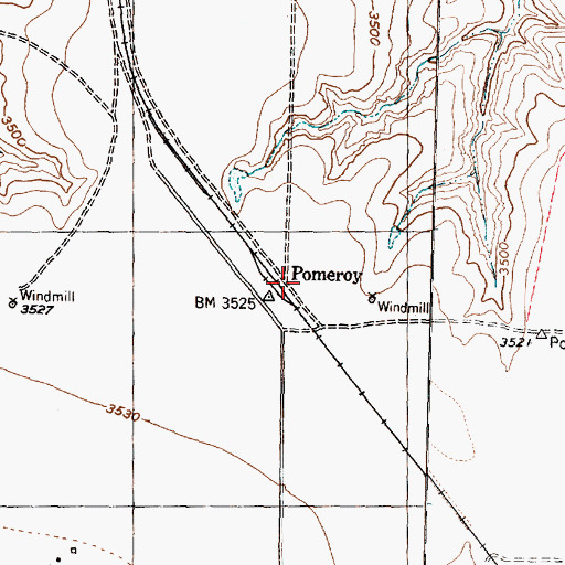 Topographic Map of Pomeroy, TX