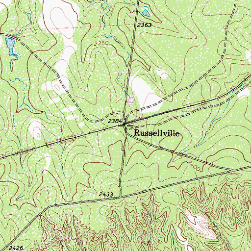 Topographic Map of Russellville, TX