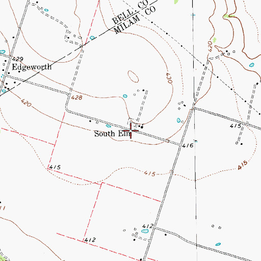 Topographic Map of South Elm, TX