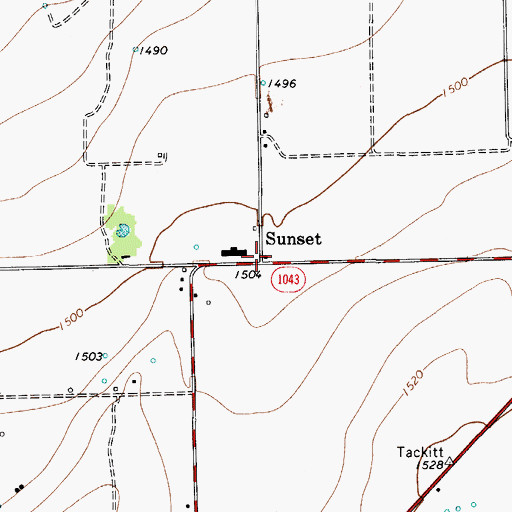 Topographic Map of Sunset, TX