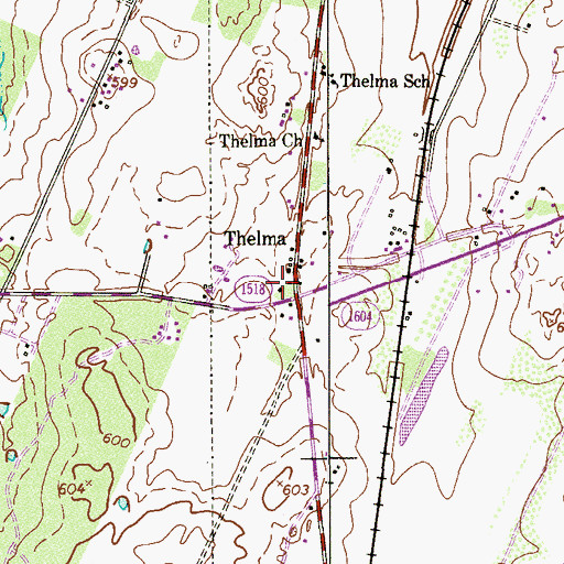 Topographic Map of Thelma, TX