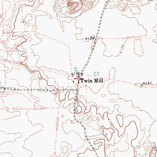 Topographic Map of Twin Mill, TX
