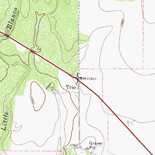 Topographic Map of Trio, TX