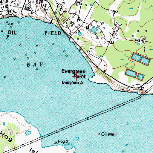 Topographic Map of Evergreen Point, TX