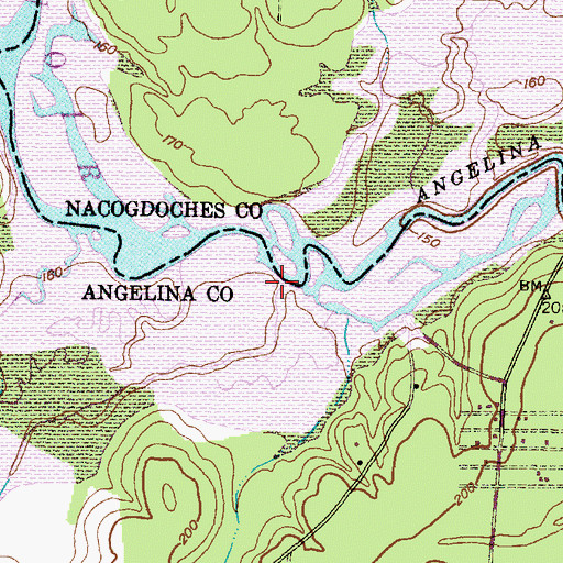 Topographic Map of Anderson Creek, TX