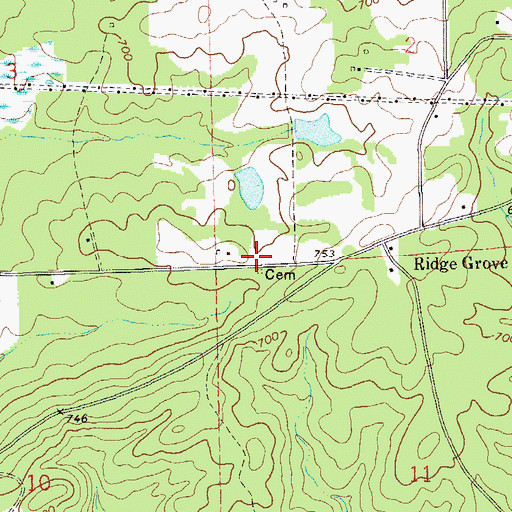 Topographic Map of Daniel-Caldwell Cemetery, AL