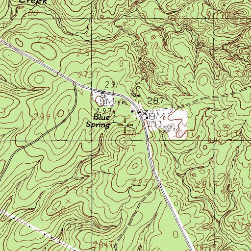 Topographic Map of Blue Spring, TX