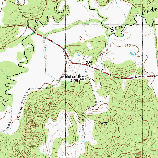 Topographic Map of Bobbitt Cemetery, TX