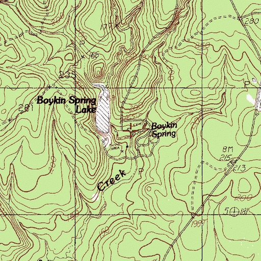 Topographic Map of Boykin Spring, TX