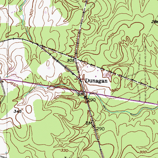 Topographic Map of Dunagan, TX