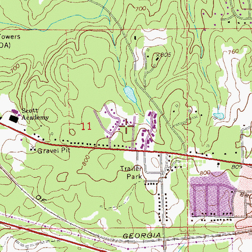 Topographic Map of Harwell Hills, AL