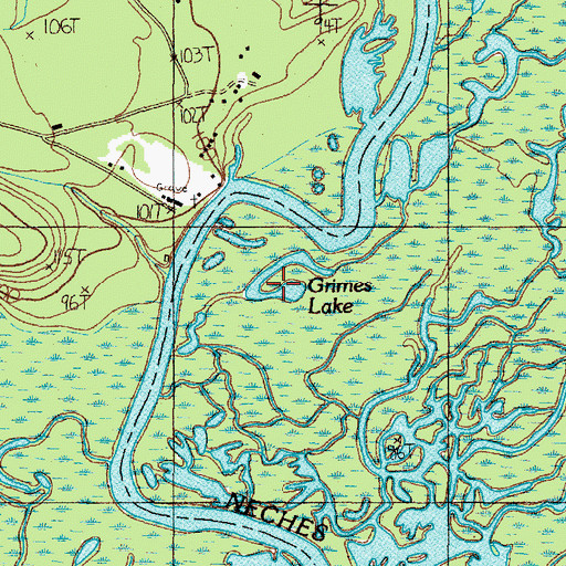 Topographic Map of Grimes Lake, TX