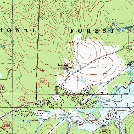 Topographic Map of Harpers Chapel, TX