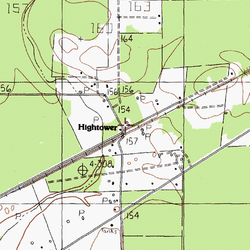 Topographic Map of Hightower, TX
