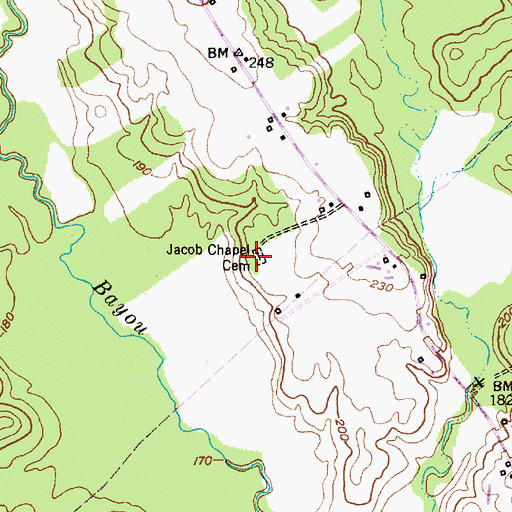 Topographic Map of Jacob Chapel Cemetery, TX