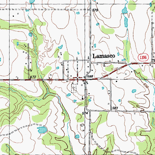 Topographic Map of Lamasco, TX