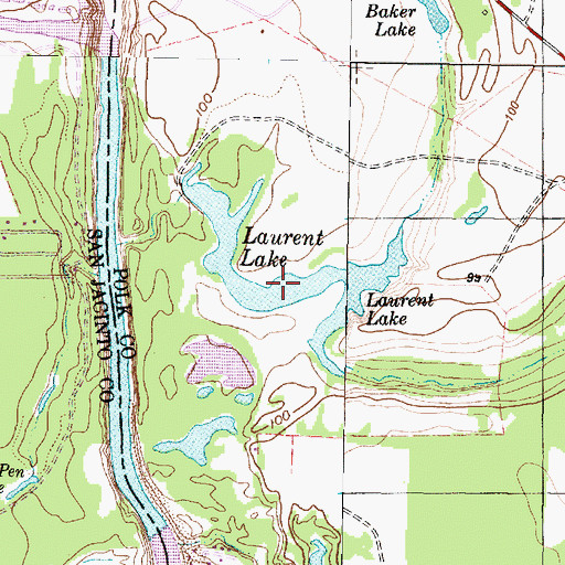Topographic Map of Laurent Lake, TX
